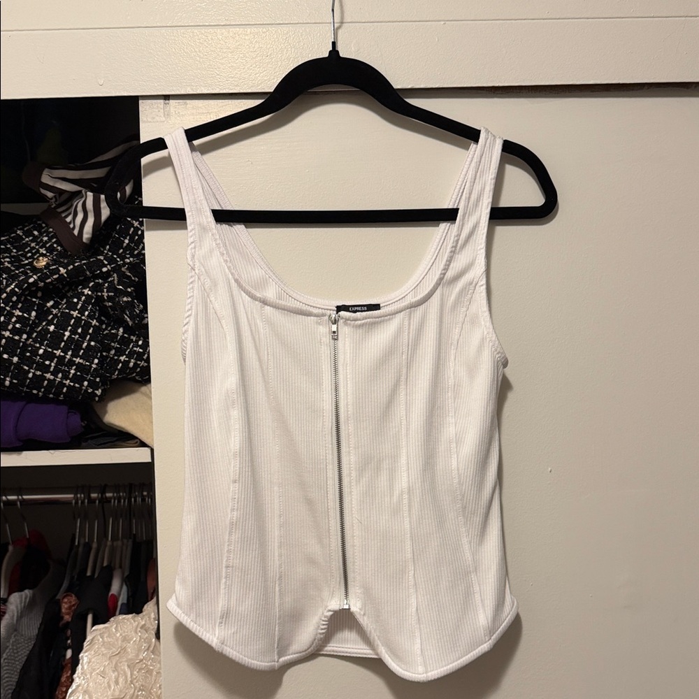NWOT ribbed square neck zip top - Picture 2 of 3